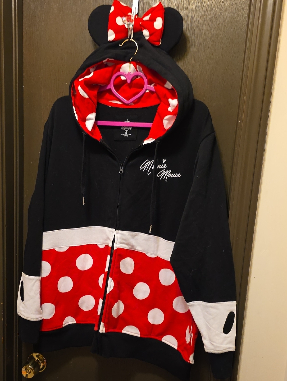 Disney Black & Red Minnie Mouse Polka Dot Hoodie Jacket NWT 1X